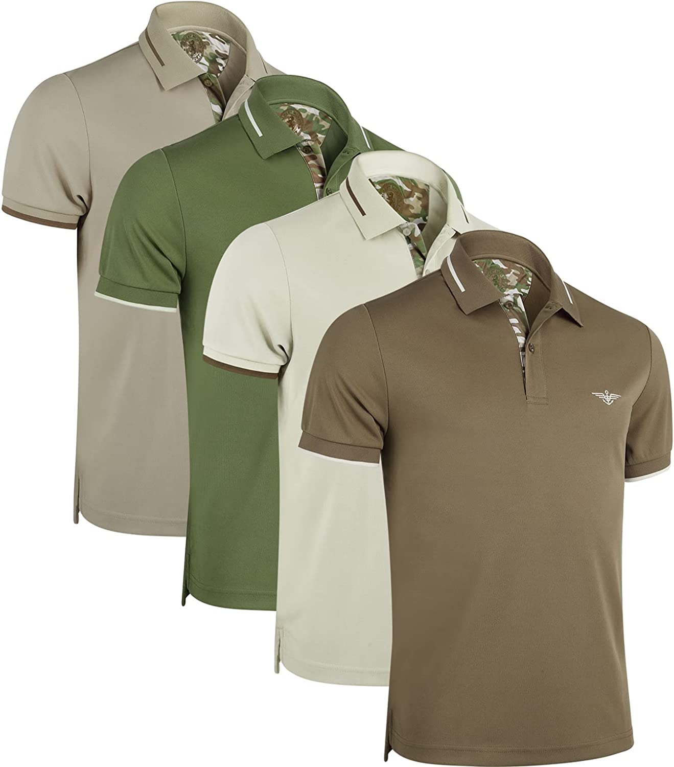 Mens Striped Short Sleeve Polo Shirts 4 Pack