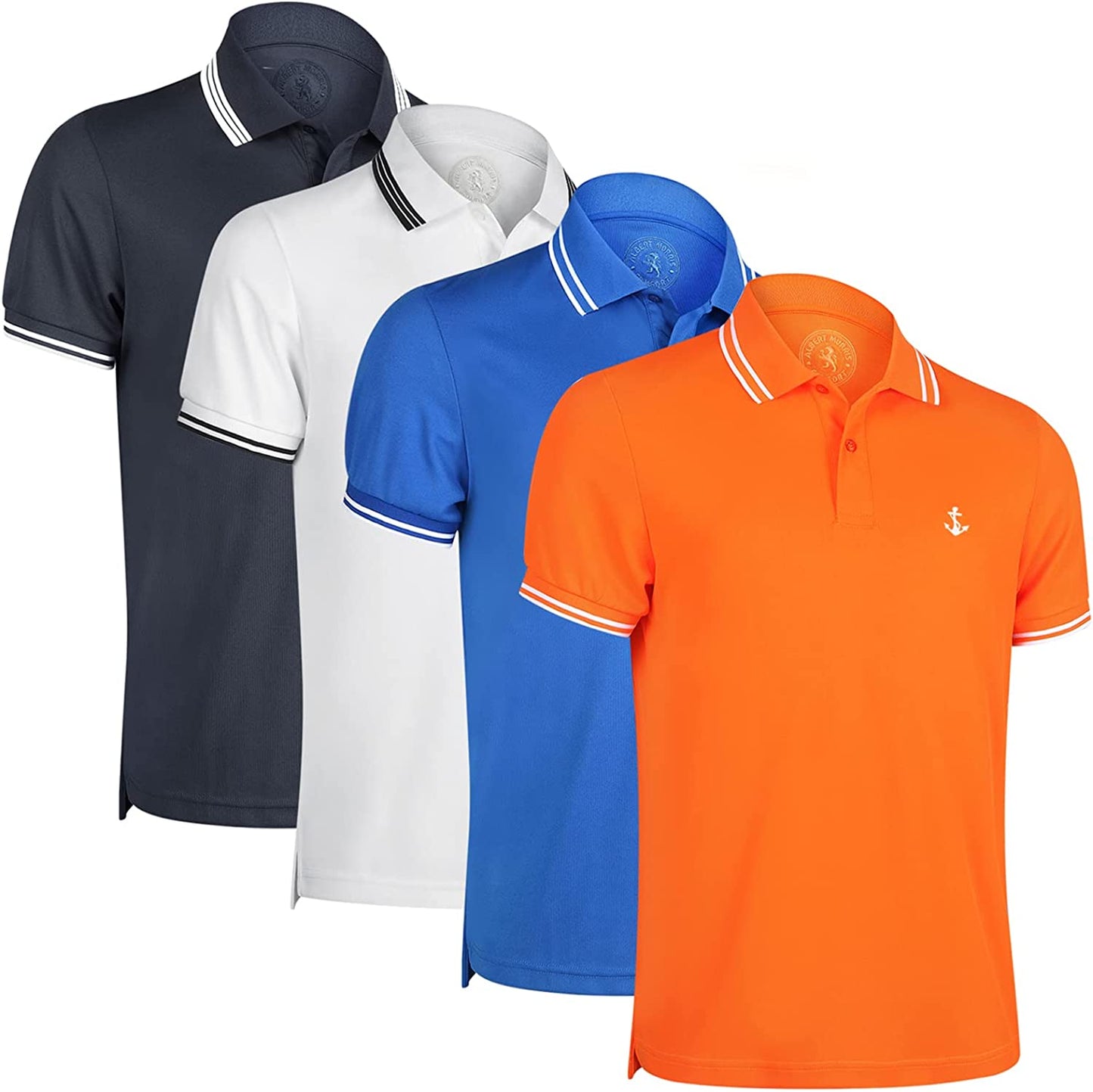 Mens Striped Short Sleeve Polo Shirts 4 Pack