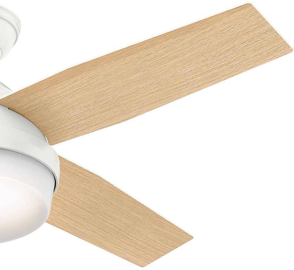 Hunter Dempsey Indoor Ceiling Fan with LED Light and Remote Control, 44", White