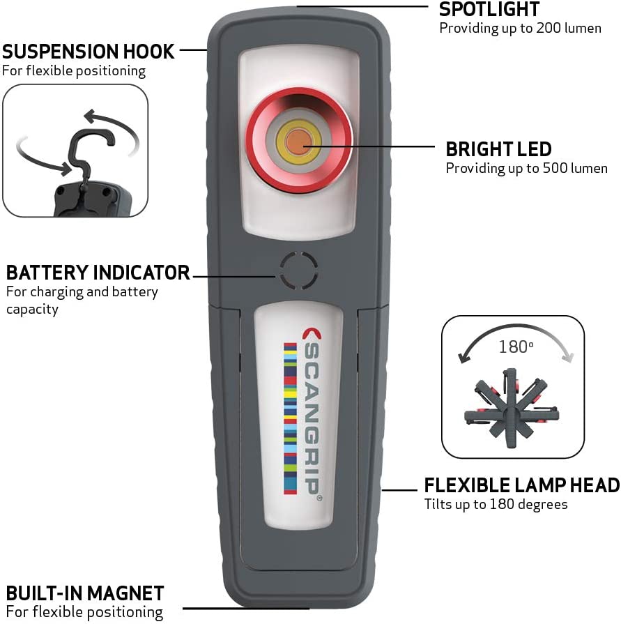 Rechargeable LED Work Light for Detailing and Color Match with 5 color temperatures and high CRI+