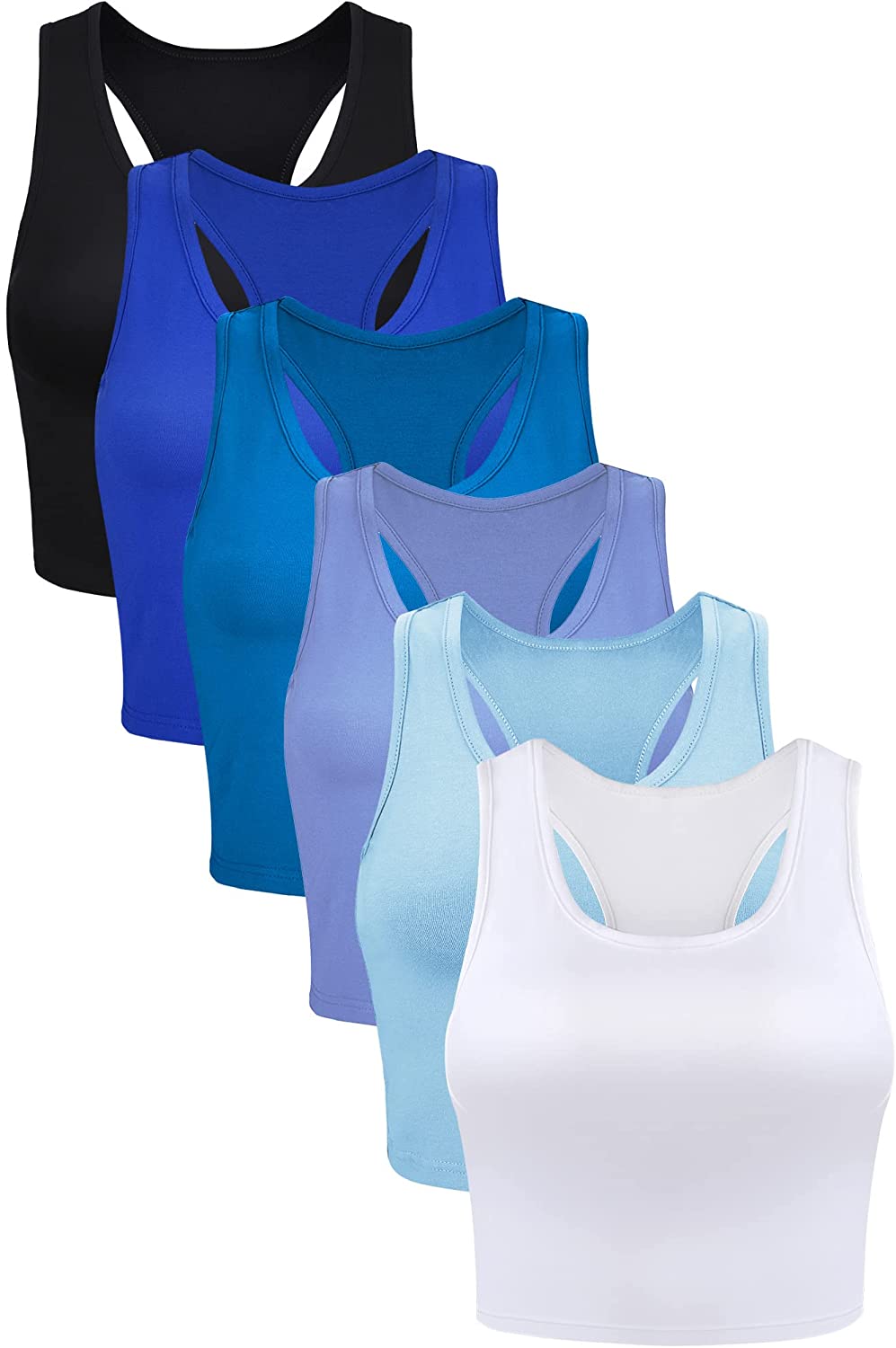 6 Pieces Basic Sleeveless Racerback Sports Crop Tank Tops for Women Girls Daily Wearing
