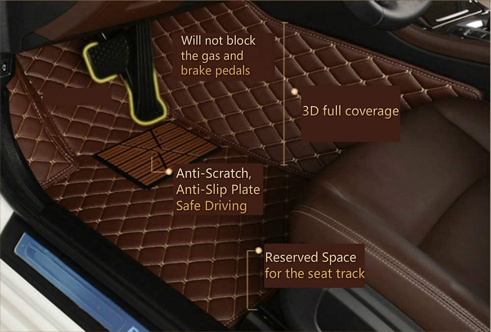 Custom Making Car Floor Mats for 95% Sedan SUV Sports Car Full Coverage Cute Men Women Pads Protection Non-Slip Leather Floor Liners (Brown)
