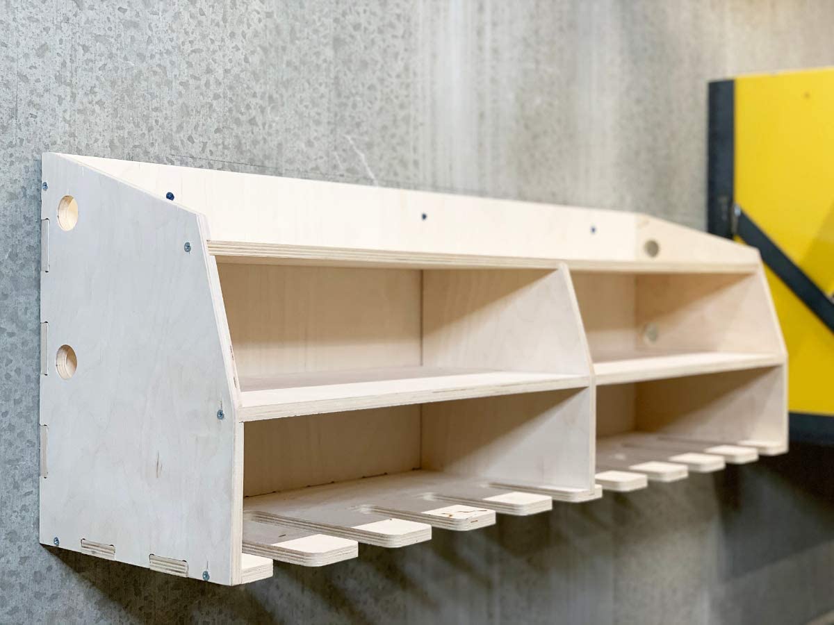 Cordless Drill Tool Holder Organization Storage Rack Wood Shelf Case Organizer 10-Slot Birch Plywood fits Dewalt 20V MAX Power Tools