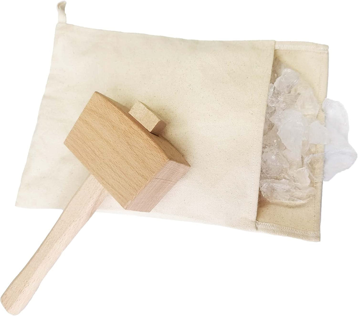 Lewis Bag and Ice Mallet,Ice Scoop and Clip,Manual Ice Crusher,Thick Canvas,Beech Wooden Mallet,Stainless Steel,Crushed Ice,Bar Tools Kitchen Accessories, 4 Pcs Set