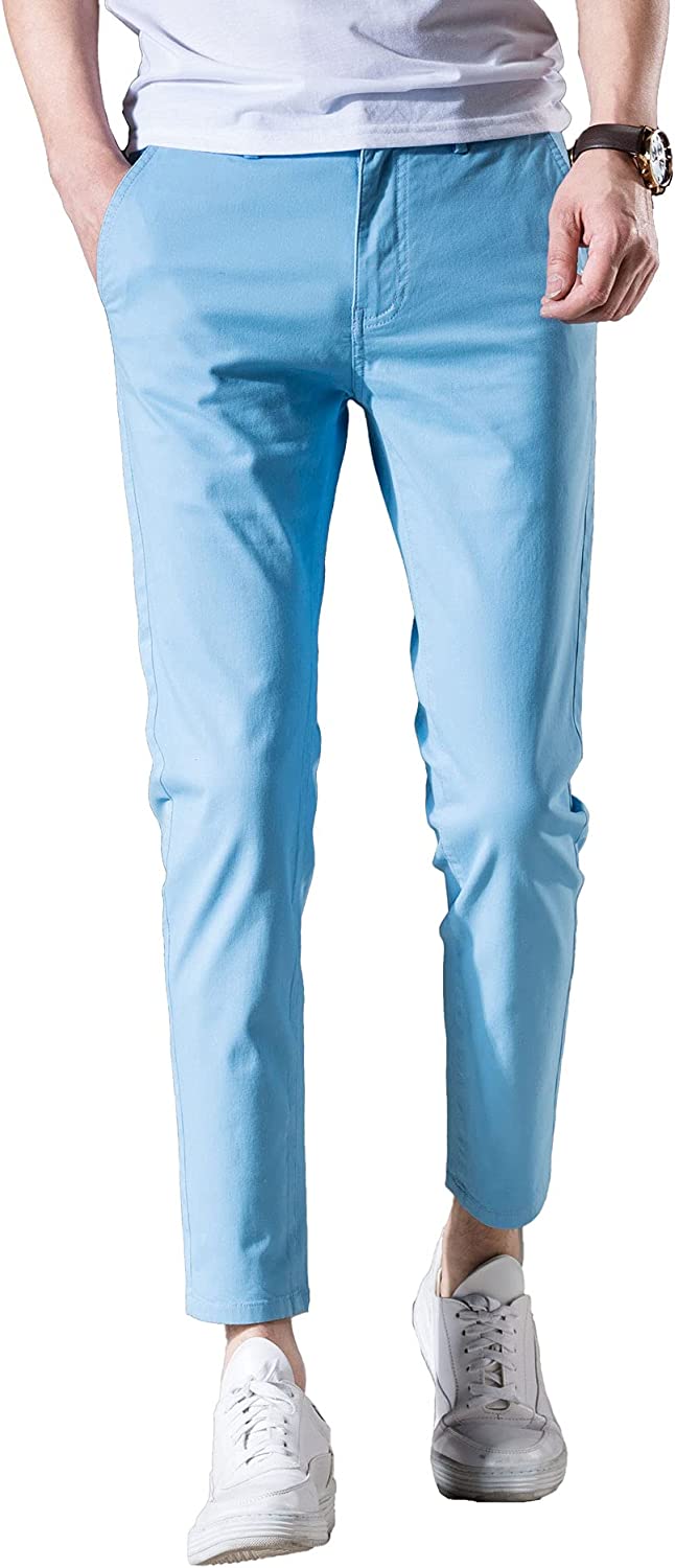 Men‘s Cropped Chino Pants Skinny Fit Chinos Khaki Pant