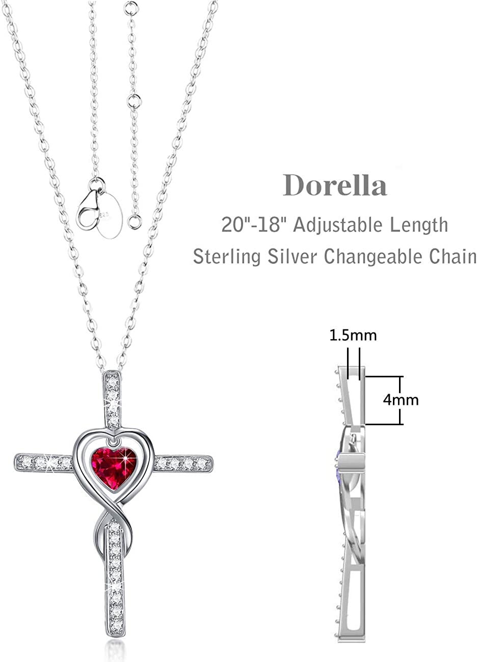 Dorella Love Infinity Necklace 925 Sterling Silver July Birthstone Ruby Jewelry for Wife Mom Birthday Gifts Jewelry for Women