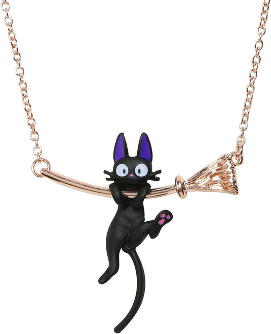 Studio Ghibli Kiki's Delivery Service Jiji Hanging on Broom Necklace