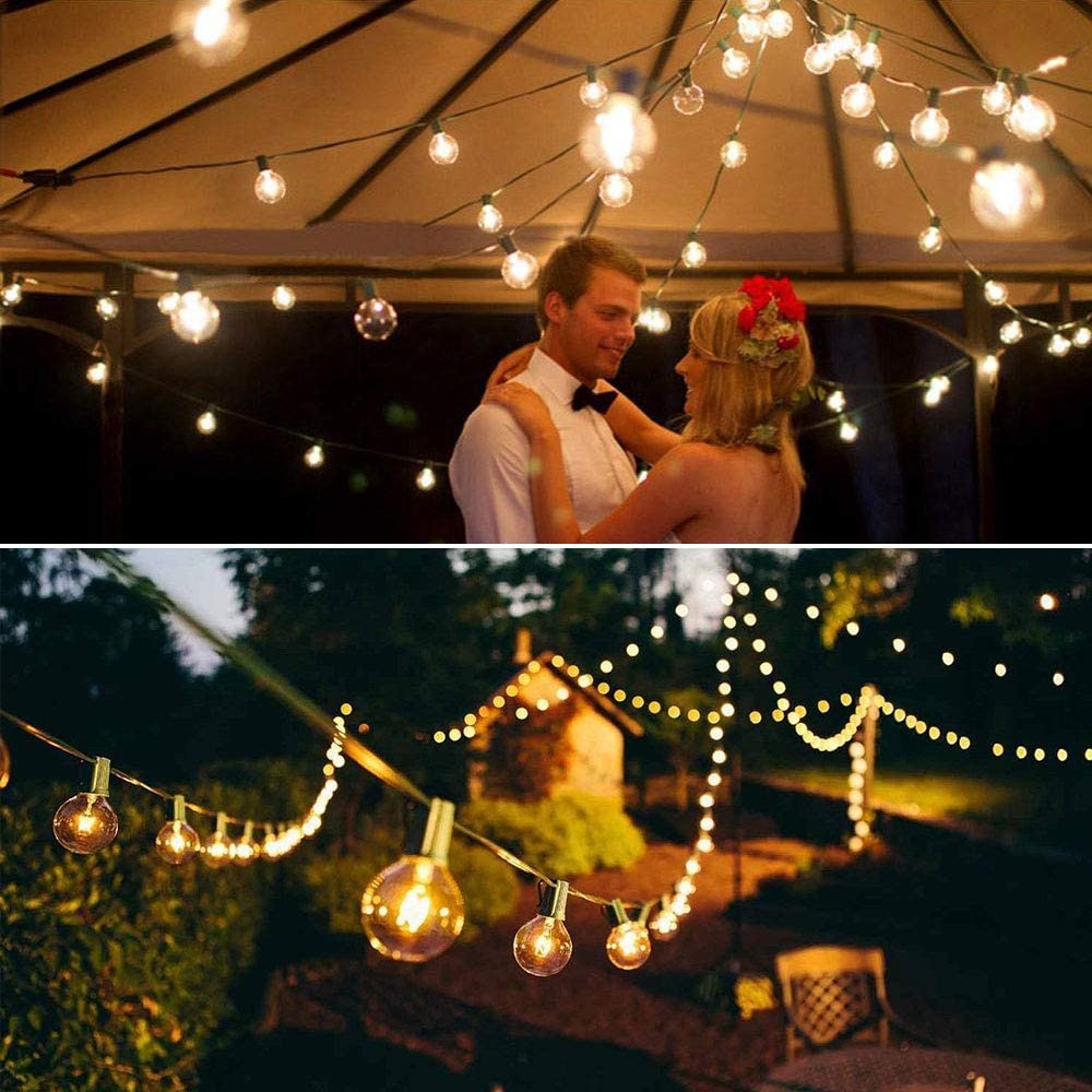 Outdoor String Lights 25Ft Globe Patio Lighting Waterproof G40 Bulbs for Outside Yard Gazebo Party Wedding Tents Porch Garden Bistro Pergola Backyard Deck Hanging Indoor Balcony Decor Lights