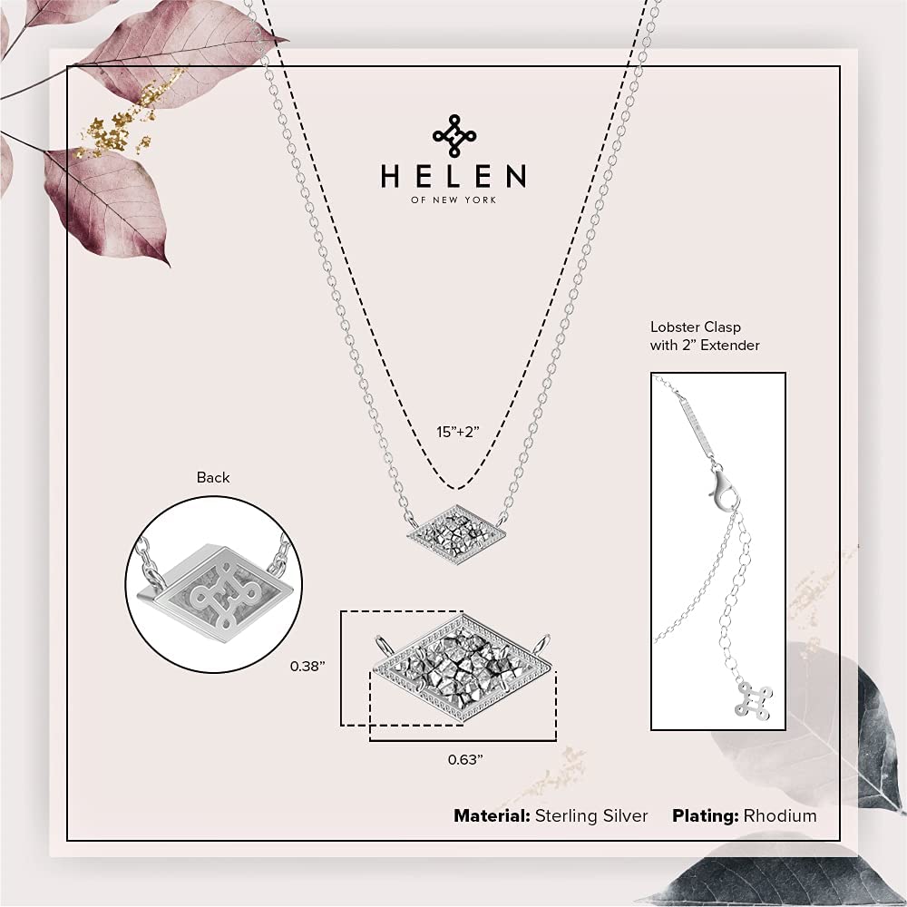 Helen of New York - 925 Sterling Silver Drusy Pendant Necklace - Timeless Design, 15”+2” Extender