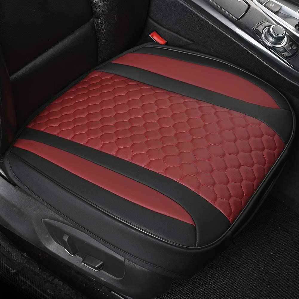 Luxury Faux Leather Car Seat Cover Front Bottom Seat Cushion Cover, Anti-Slip and Wrap Around The Bottom, Fits 95% of Vehicles- 1 Piece, Beige