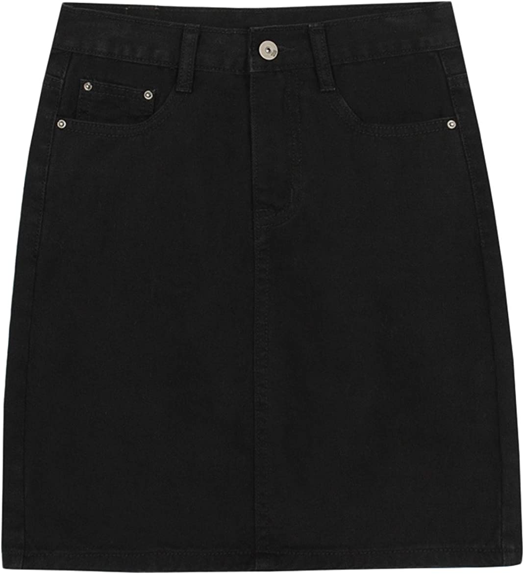 chouyatou Women's Basic Five-Pocket Rugged Wear Denim Pencil Skirt with Slit