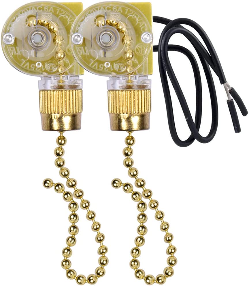 Fan Light Switch Zing Ear ZE-109 Two-Wire Light Switch with Pull Cords for Ceiling Light Fans Lamps and Wall Lights Pull Chain Switch Control Replacement On-Off with Pull Chain,2 Pcs Bronze