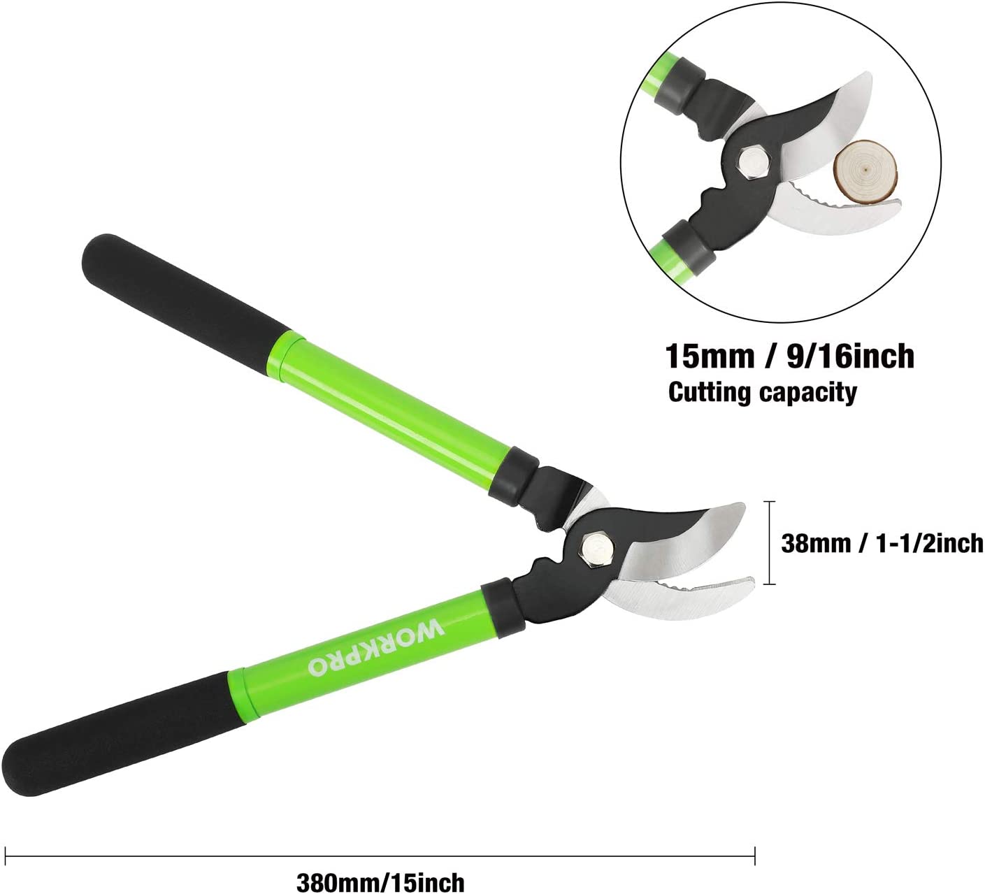 Limb and Branch Pruner Tool Set, Heat-Treated Steel Construction with Non-Stick Teflon-Coated Blades, Comfortable Nylon Grips, On/Off Lock, (2 piece)
