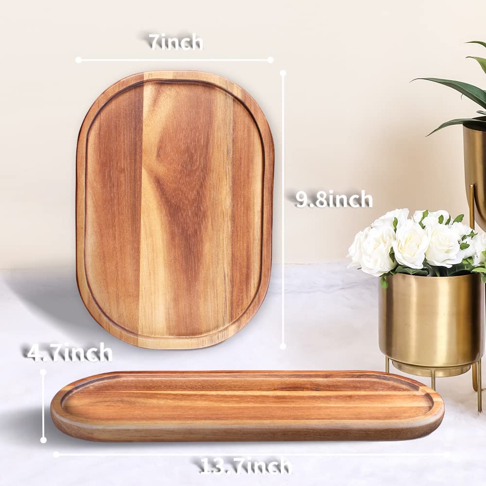 Vanity Counter Tray, (Wide Tray) Rustic Bathroom Tray, Over Toilet Tank Organizer Acacia Wood, Sink Small Objects Holder Washbasin Organizers, Kitchen Food Tray