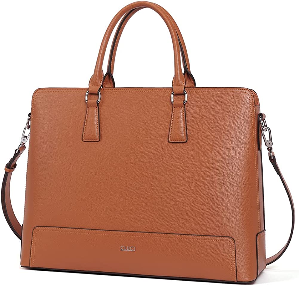 Leather Briefcase for Women 15.6 Inch Laptop Business Vintage Slim Ladies Shoulder Bag