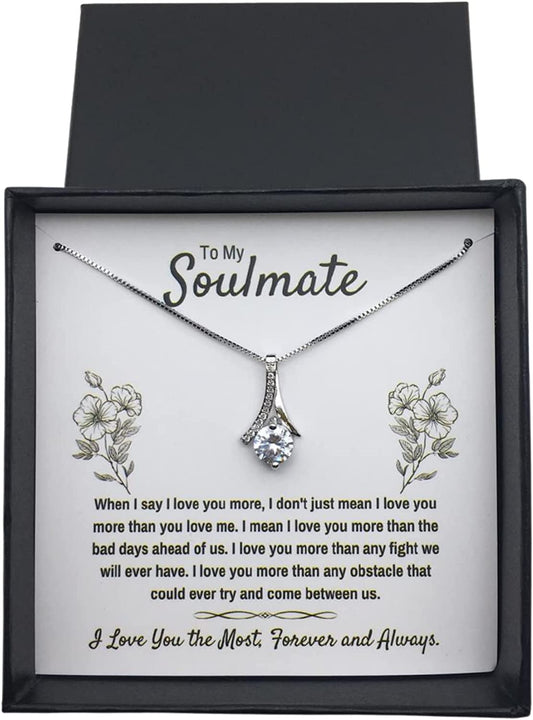 To My Soulmate Necklace Birthday Christmas Jewelry Gifts For My Wife with Message Card Box Personalized Gift Present Pendant for Future Wife Soulmate Girlfriend Love