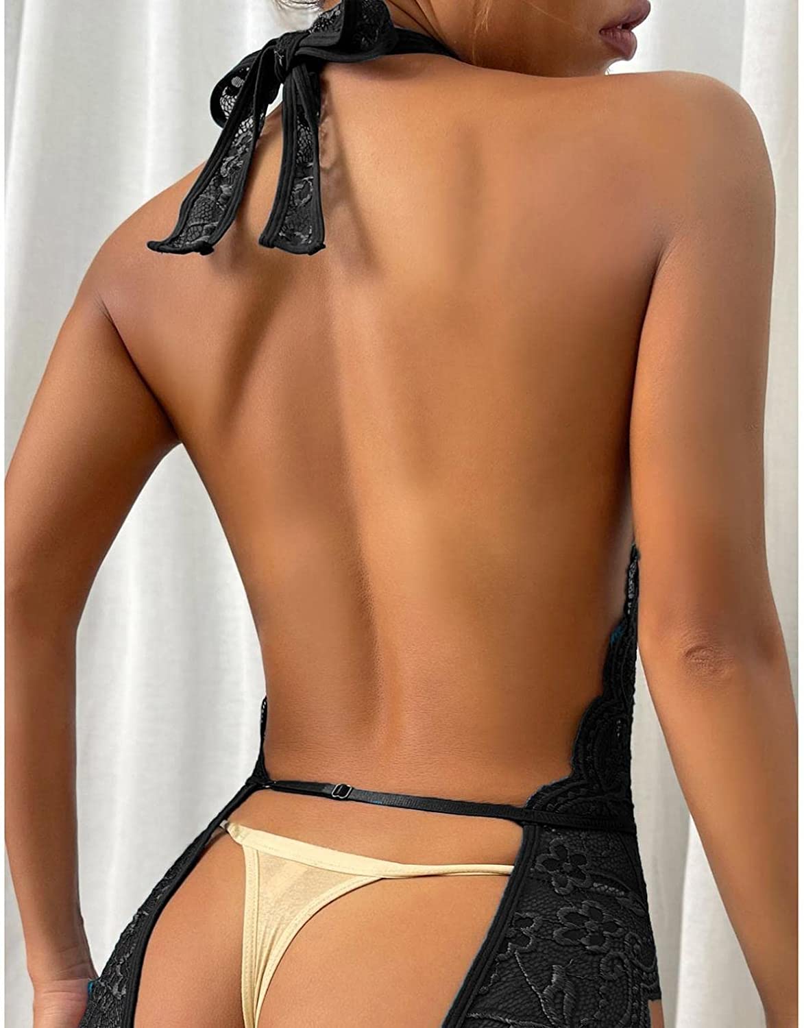 Sexy Female Panties Lace Hollow Pattern Suspender Underwear in