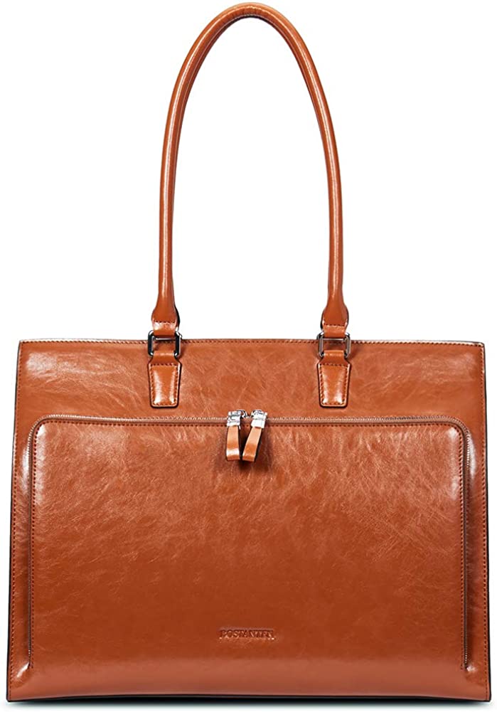 Leather Briefcase for Women Vintage 15.6 inch Laptop Bag for Women Business Tote Shoulder Handbag