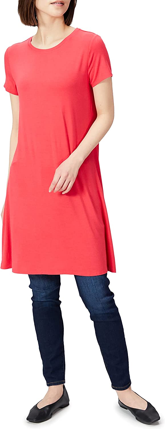 Women's Short-Sleeve Scoop Neck Swing Dress