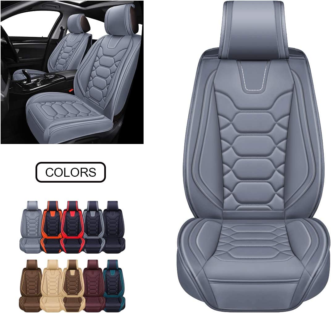 Leather Car Seat Covers, Faux Leatherette Automotive Vehicle Cushion Cover for 5 Passenger Cars & SUV Universal Fit Set for Auto Interior Accessories (Front&Rear, Black&RED)