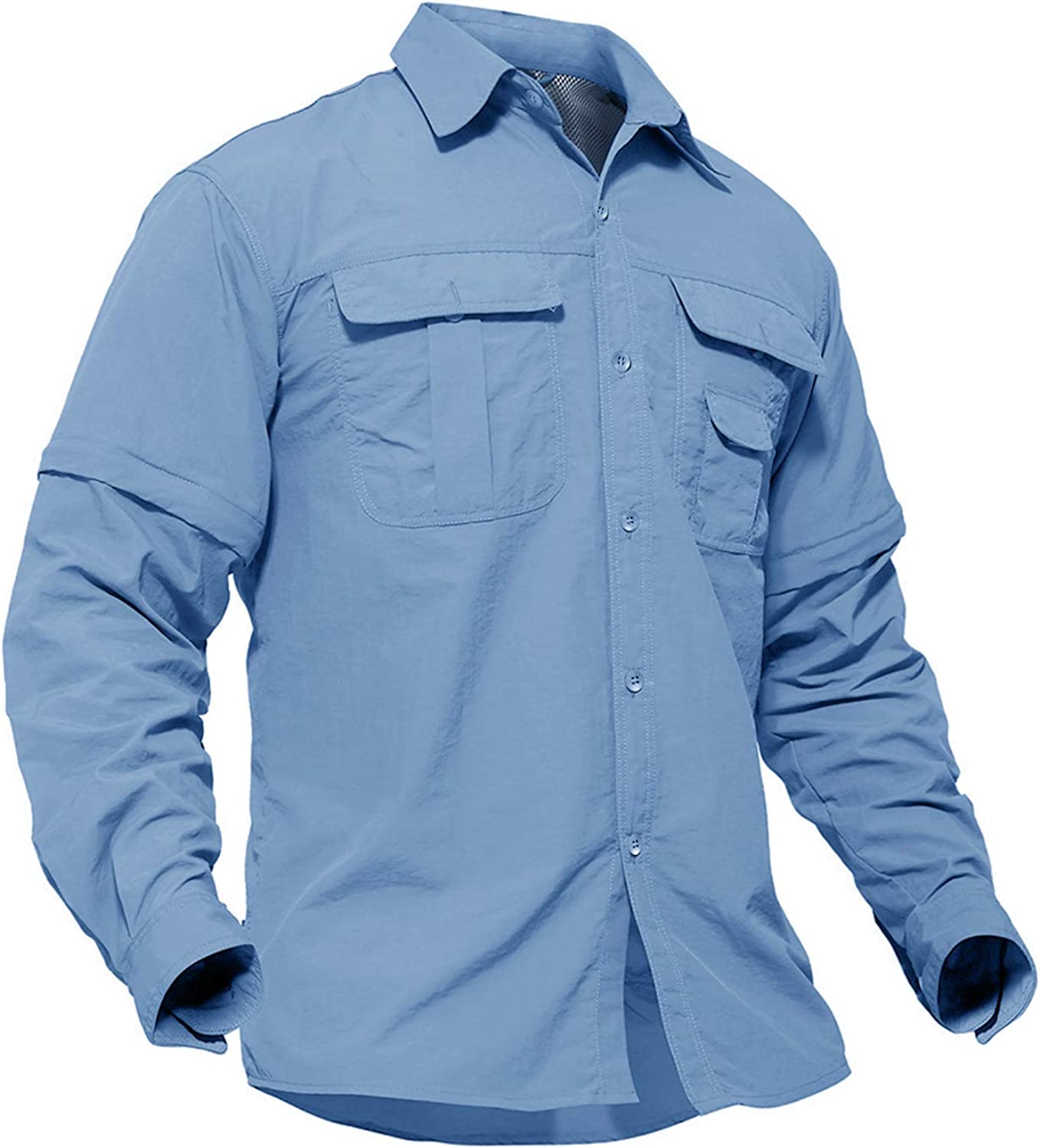 Men's Breathable Quick Dry UV Protection Solid Convertible Long Sleeve Shirt