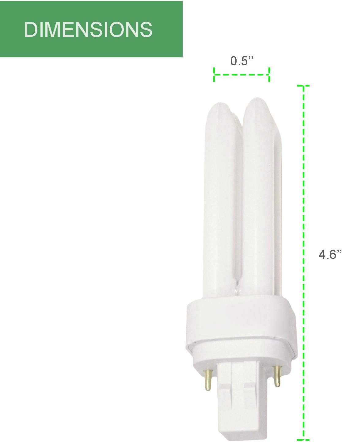 13 Watt CFL Light Bulbs 2 Pin GX23-2 Base 2700K Soft White 13W High Output 800 Lumens Double Tube Compact Fluorescent Light Bulbs Plug-in 4 Pack by Dysmio