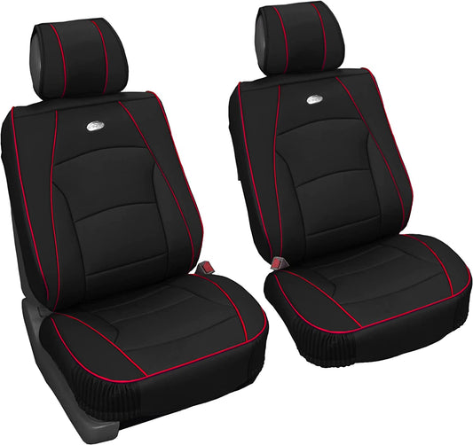 Automotive Seat Cushions Black Red Trim Universal Fit Ultra Comfort Leatherette Front Set fits Most Cars, SUVs, and Trucks, Airbag Compatible FH Group PU205BLACKREDTRIM102