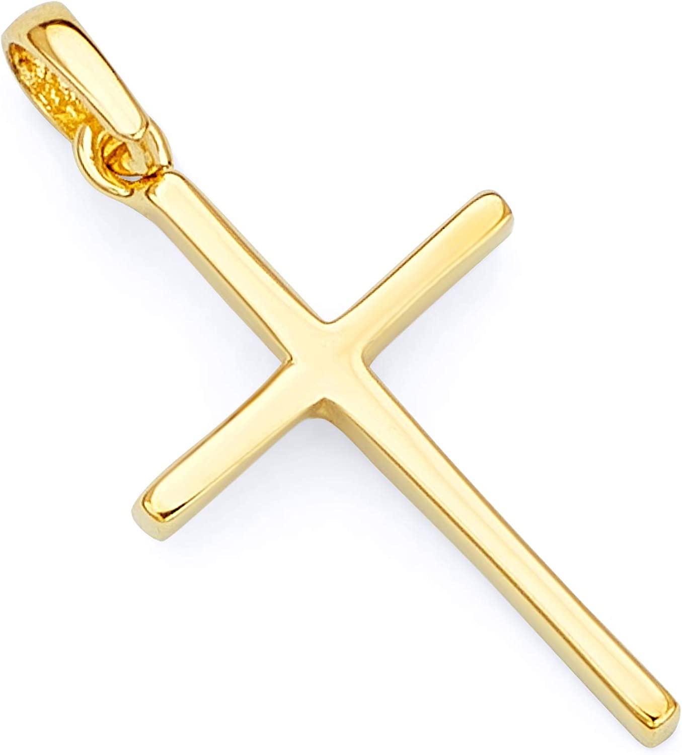14k Yellow Gold Cross Religious Charm Pendant - 2 Different Size Available