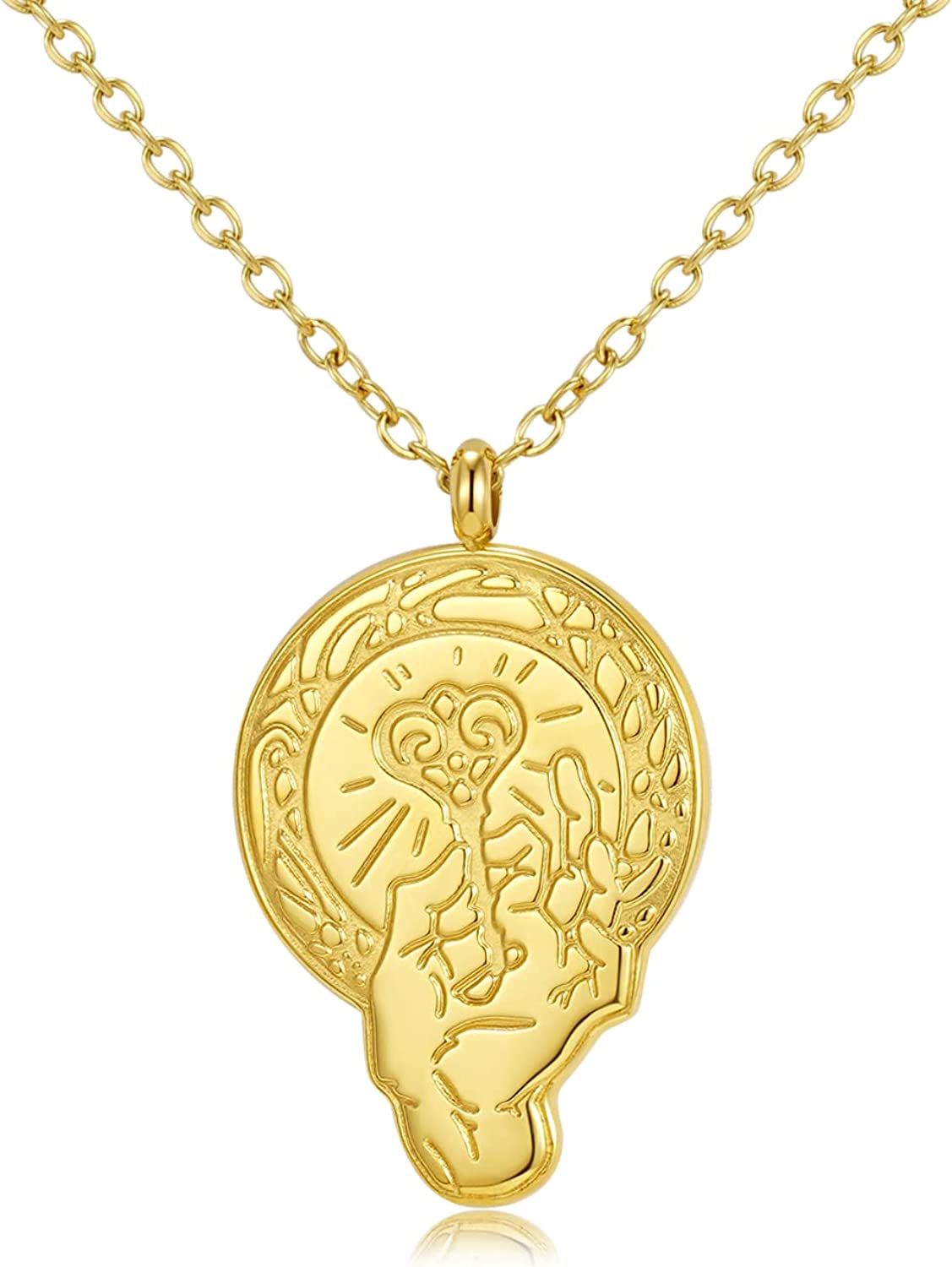 Stainless Steel 14K Gold Plated Hypoallergenic Necklace Pendant Personalized Coin Chain for Women