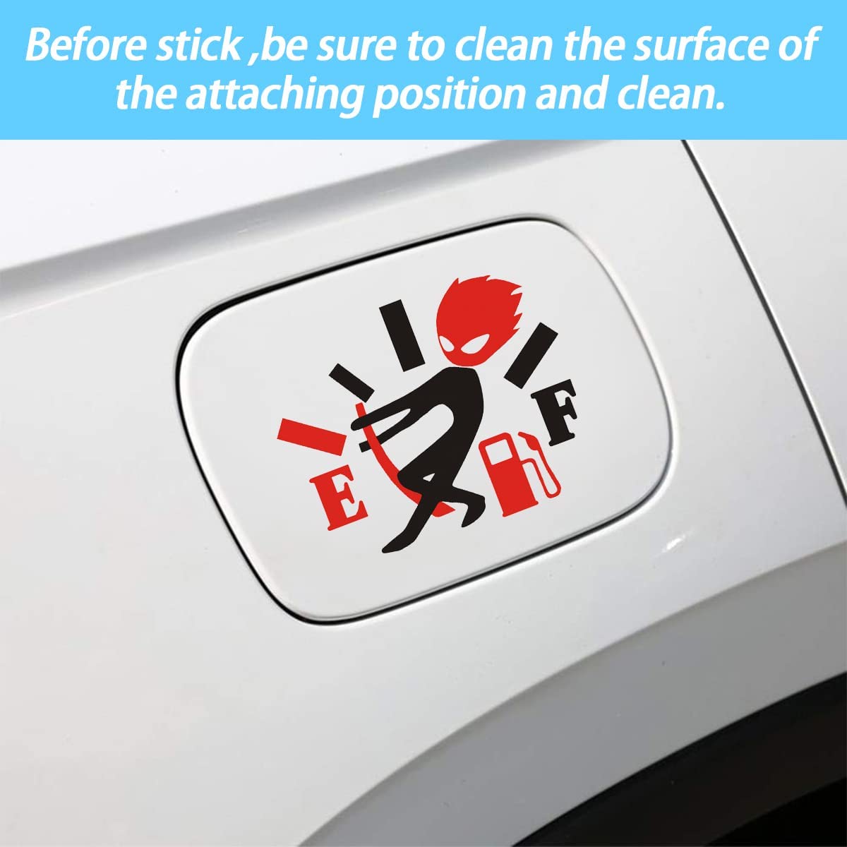 2PCS Funny Car Stickers, Angry Boy Fuel Gauge Empty Stickers, High Gas Consumption Vinyl Decal, Funny Fuel Tank Cover Stickers for Women Men, Fit Cars, Trucks, SUV, Motorcycles (Red/Boy)
