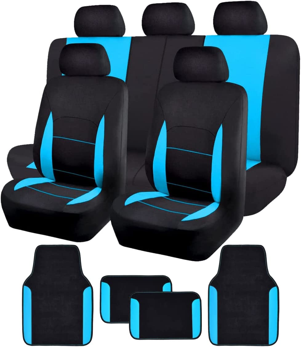 Flying Banner Car Seat Covers Front Seats Rear Bench Polyester car seat Protectors Easy installations Rear Bench Split Classic Man Lady Truck (Full Set -- Low Back, Black Purple)…