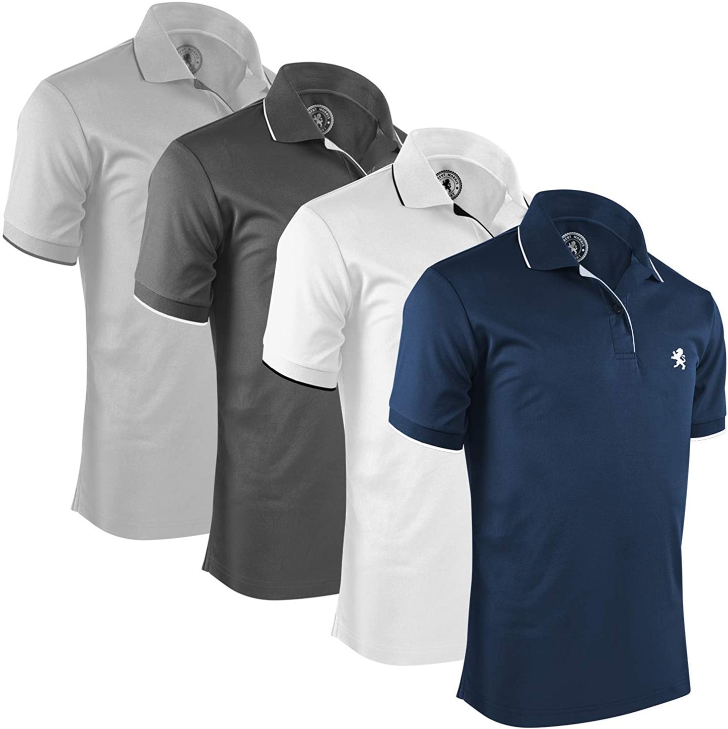 Mens Striped Short Sleeve Polo Shirts 4 Pack