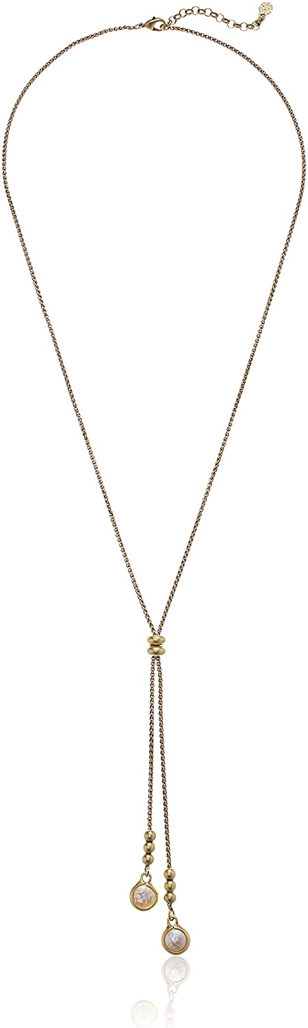 Lucky Brand Pearl Lariat Necklace, Gold, One Size