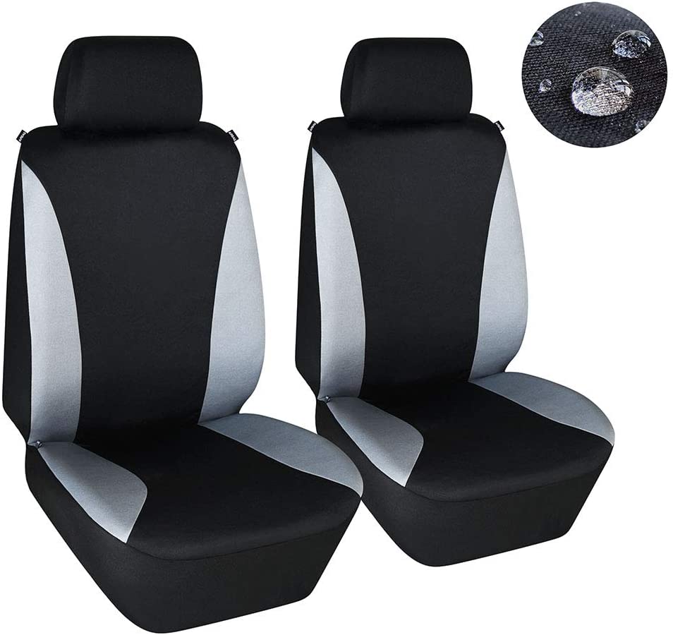 Dual Waterproof Front Car Seat Covers Neoprene Car Bucket Seat Protection Airbag Compatible for Cars SUVs Trucks Vans 2 PCS(Black)