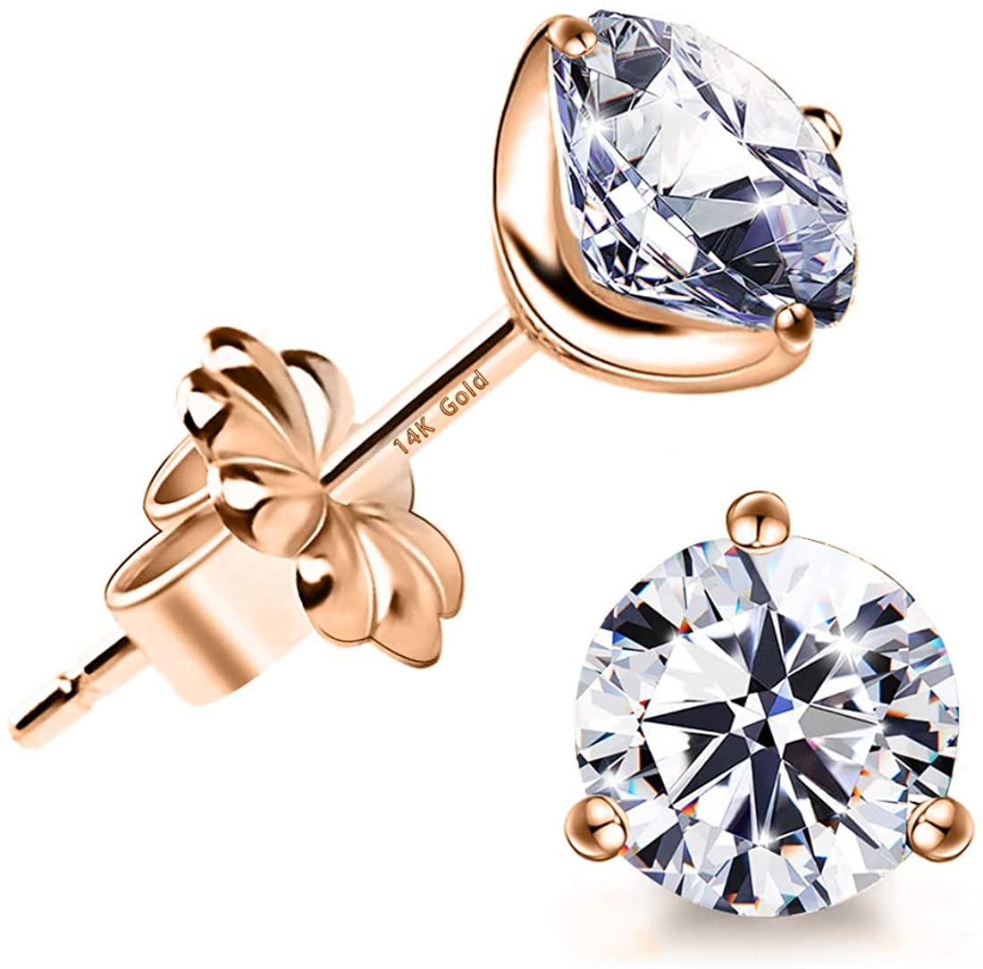 "STUNNING FLAME" 18K Gold Plated Silver Brilliant Cut Simulated Diamond Cubic Zirconia Stud Earrings