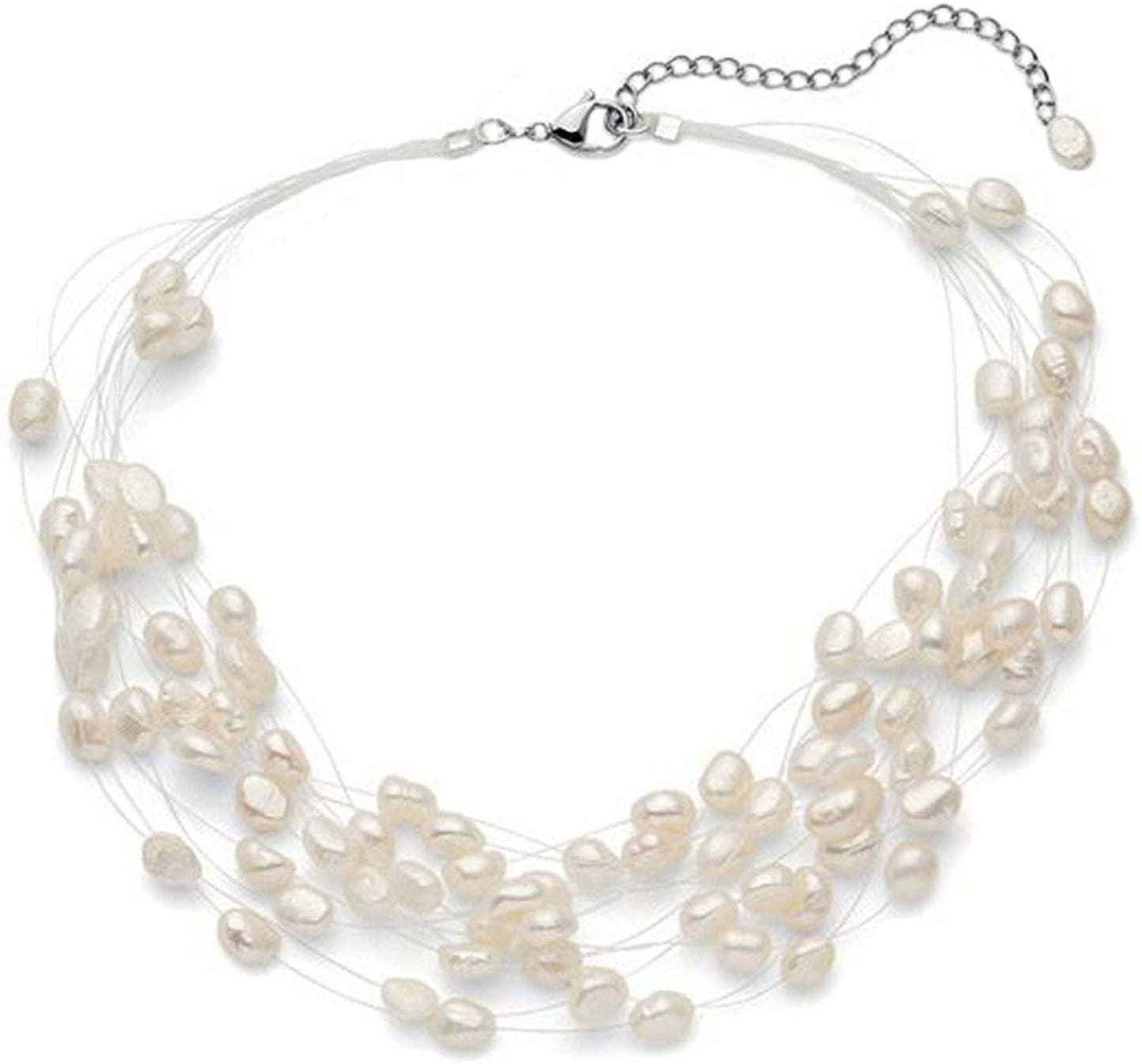 Regalia Multi Strand Baroque White Freshwater Cultured Pearl Necklace