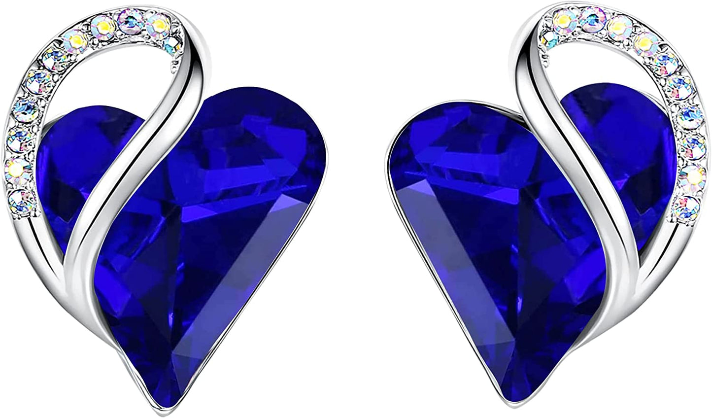 Leafael Infinity Love Heart Crystal Stud Earrings for Women, Silver Tone Fashion Earrings, Gifts for Women, Statement Earrings for Any Occasion