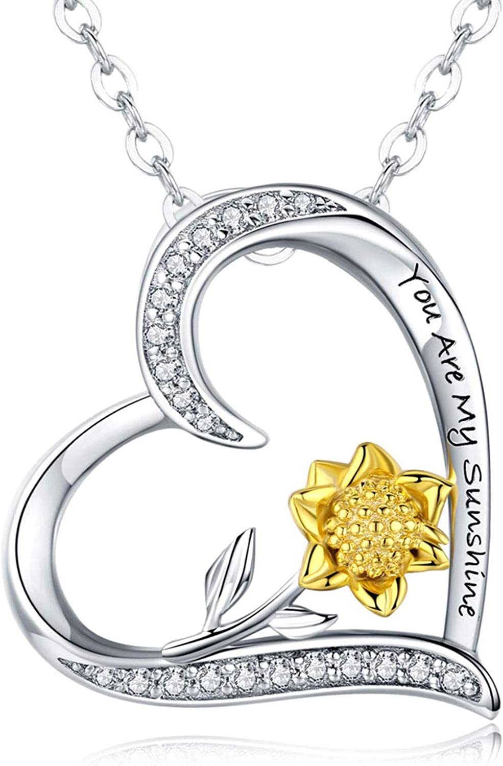 You Are My Sunshine Sunflower Necklace S925 Sterling Silver Sunflower Jewelry for Women Teens