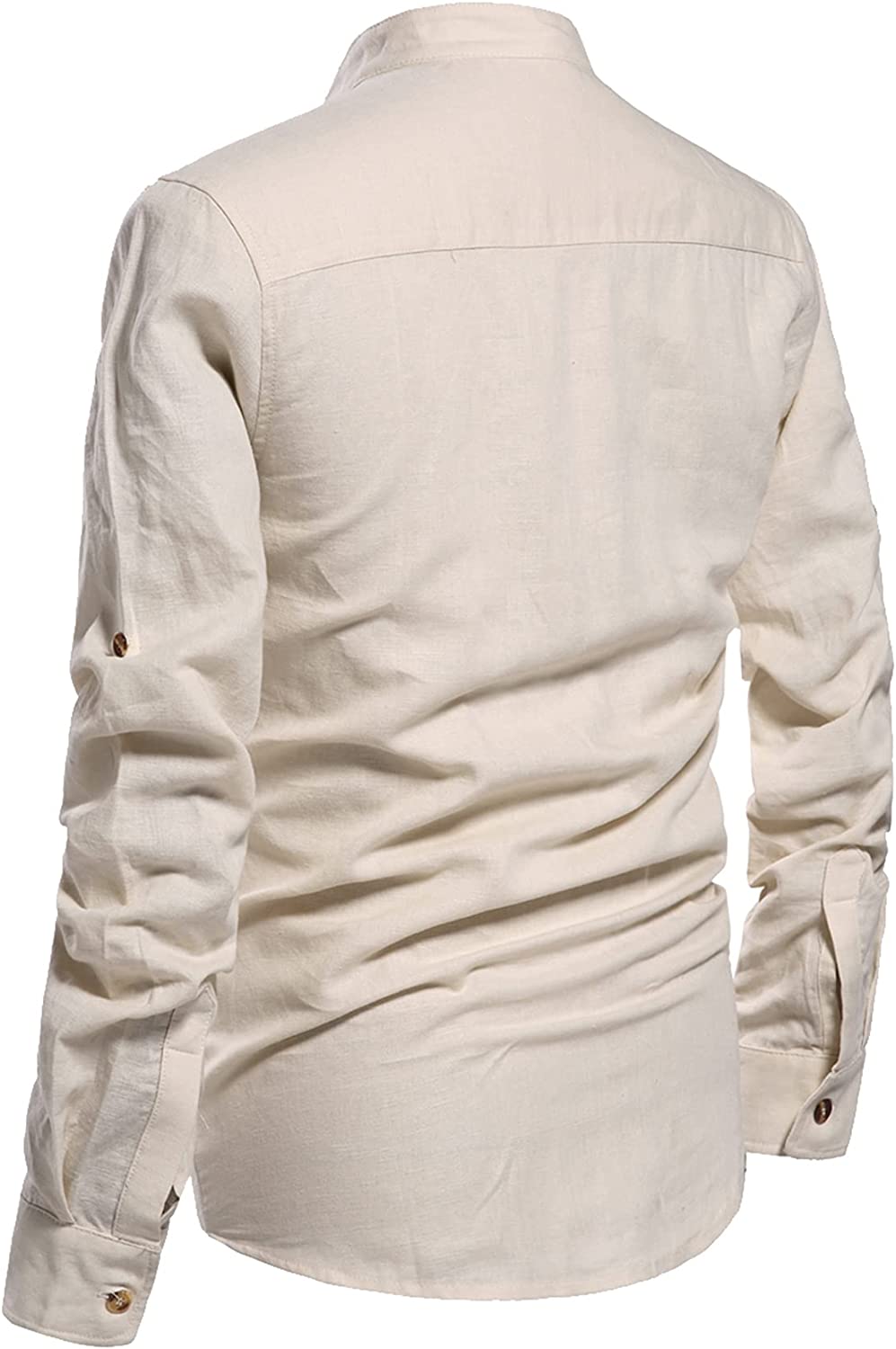 Men Henley Neck Long Sleeve Daily Look Linen Shirts