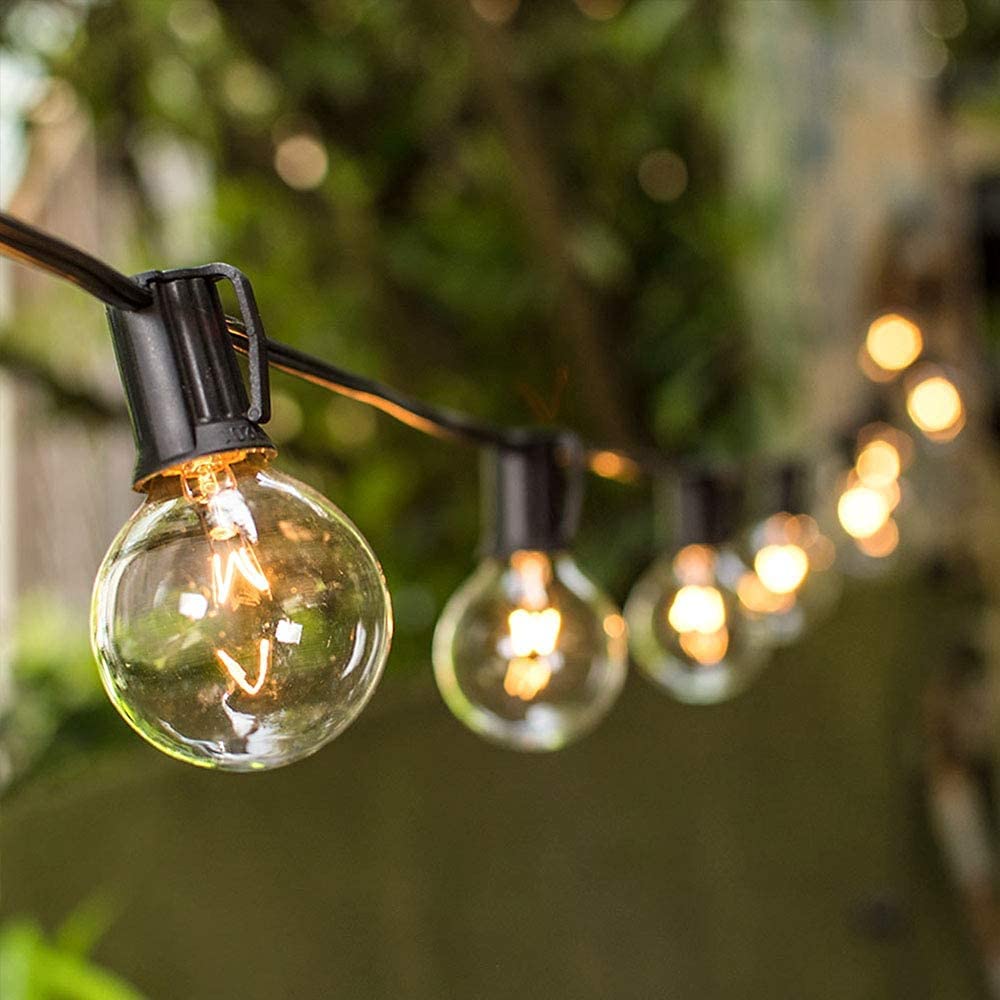 Outdoor String Lights 25Ft Globe Patio Lighting Waterproof G40 Bulbs for Outside Yard Gazebo Party Wedding Tents Porch Garden Bistro Pergola Backyard Deck Hanging Indoor Balcony Decor Lights