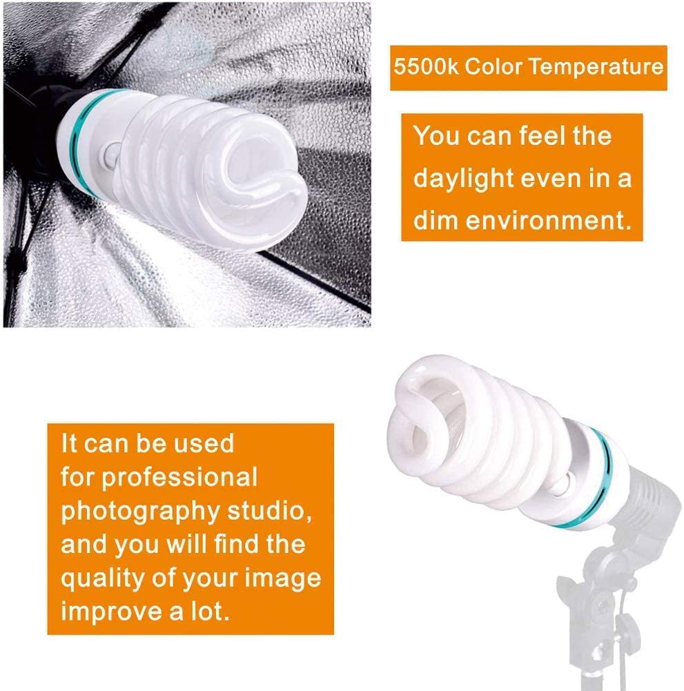 135W Light Bulb 5500K CFL Daylight Spiral Softbox Lighting Kit Bulb in E27 Socket for Photography Photo CFL-1