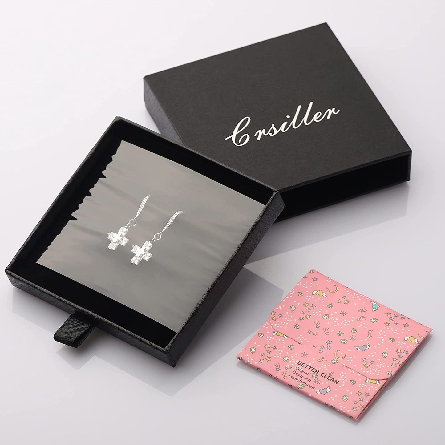 Crsiller Cross Drop Earrings for Women 925 Sterling Silver Eardrop