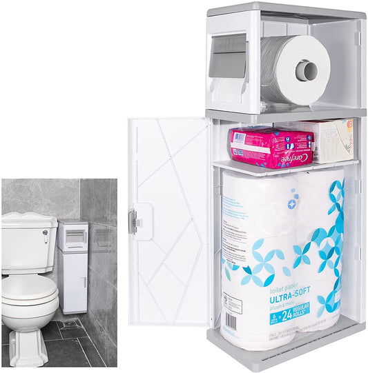 Toilet Paper Storage, Bathroom Storage Cabinet, Waterproof and Durabl (11.18” x 6.53” x 24.88”)