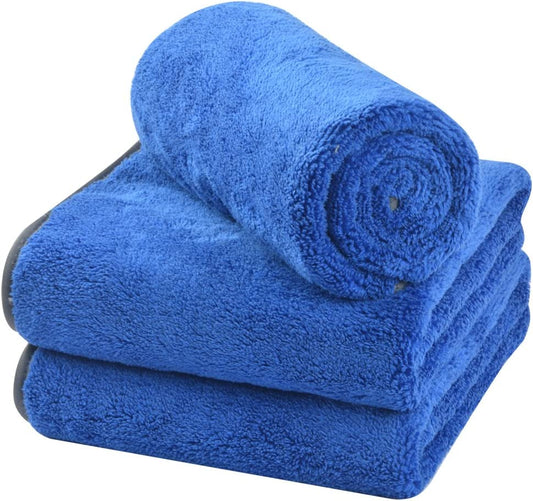 Car Drying Towel Absorbent Car Wash Towels Soft Microfiber Drying Towels for Car Detailing Lint-Free and Scratch-Free Ideal for auto Trucks Boats SUV 16inch x 24inch 3 Pack Blue