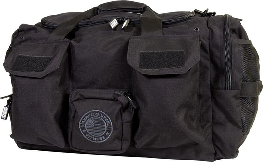 Serious Steel Fitness Gym Bag | 1000D Nylon Duffel Bag | Heavy Duty (Black - Big Bud)