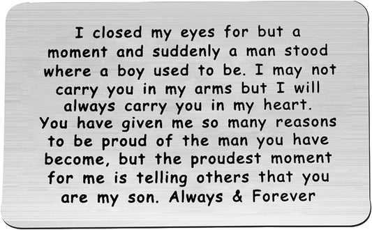 My Son Wallet Card Proud of You Gifts I Closed My Eyes for A Moment Engraved Wallet Card for Son for Men