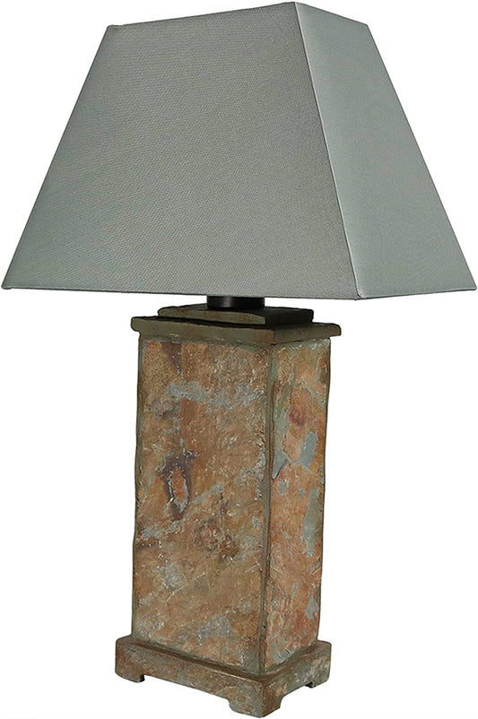 Indoor/Outdoor Table Lamp - Weather Resistant Natural Slate Light - Interior and Exterior Lighting for Bedroom, Patio, Office and Porch - 24-Inch
