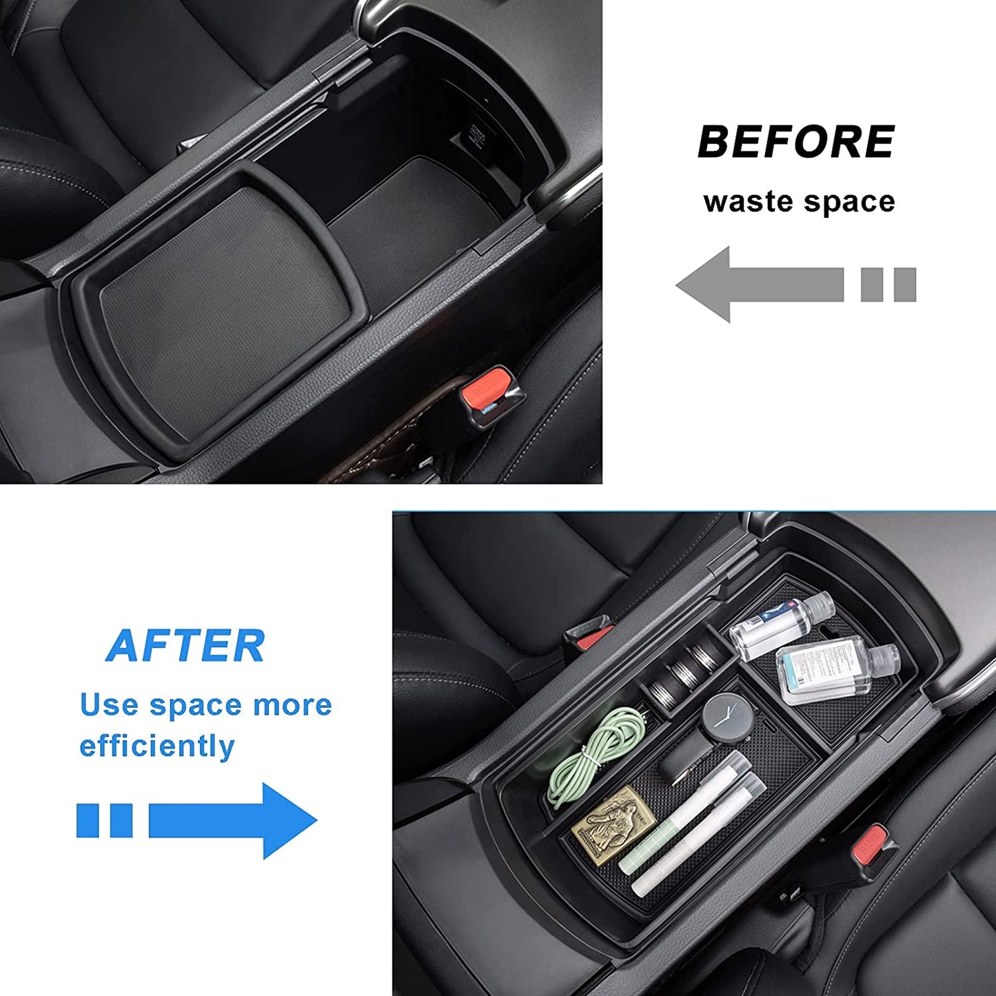 Center Console Organizer Compatible with Honda Accord 2018 2019 2020 2021 2022 ABS Plastic Material Armrest Box Insert Tray Pallet Accessories (NOT Fit for Manual Transmission Models) —Black