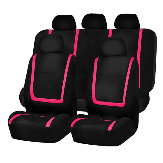 Automotive Seat Covers Pink Universal Fit Unique Flat Cloth fits most Cars, SUVs, and Trucks (with 4 Detachable Headrests and Solid Bench) FH Group FB032PINK114