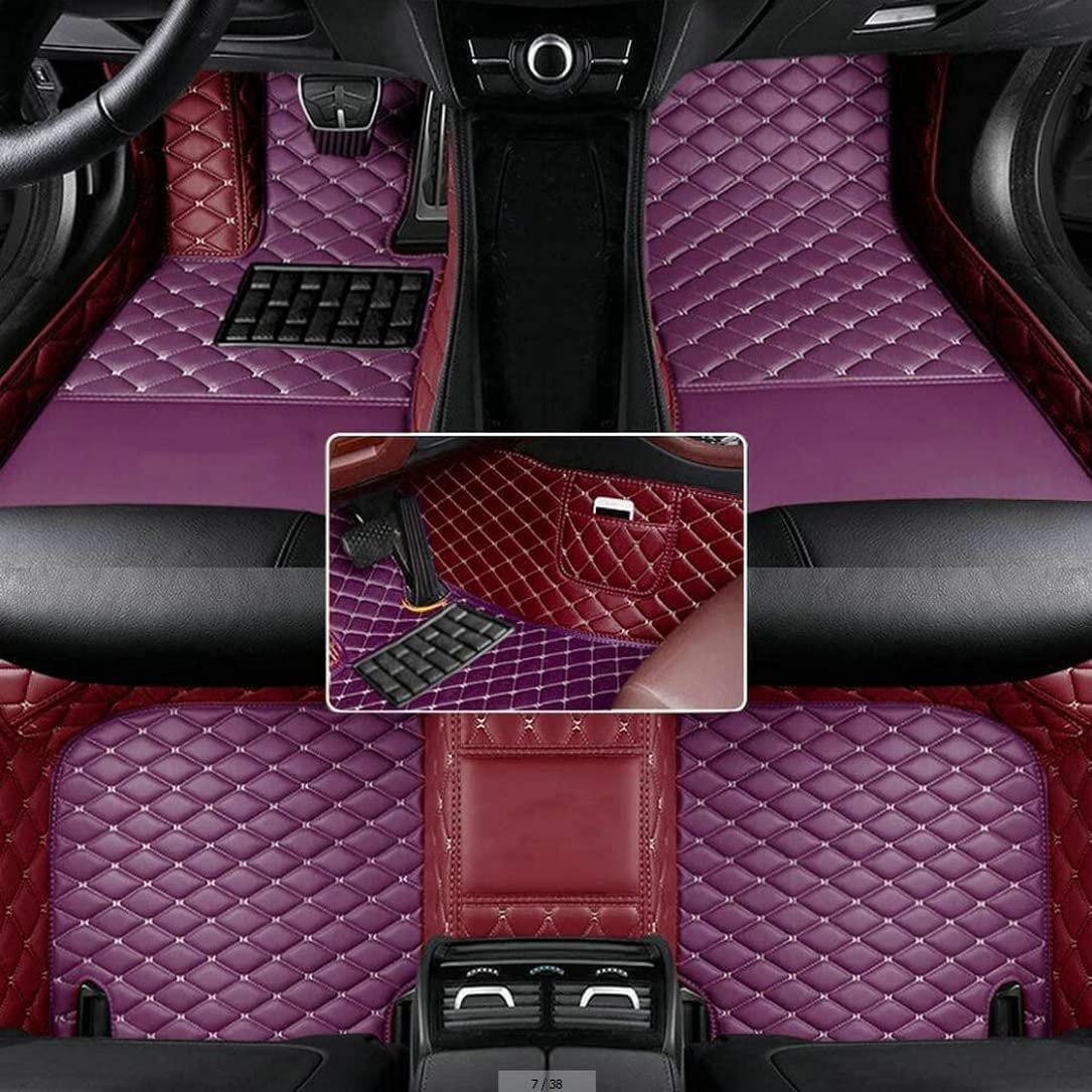 Customize Leather Car Floor Mats for Sedan SUV Sports Car Black Red Pink White Men's and Women's Vehicle Pads (Green)